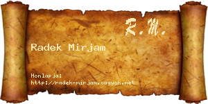 Radek Mirjam névjegykártya
